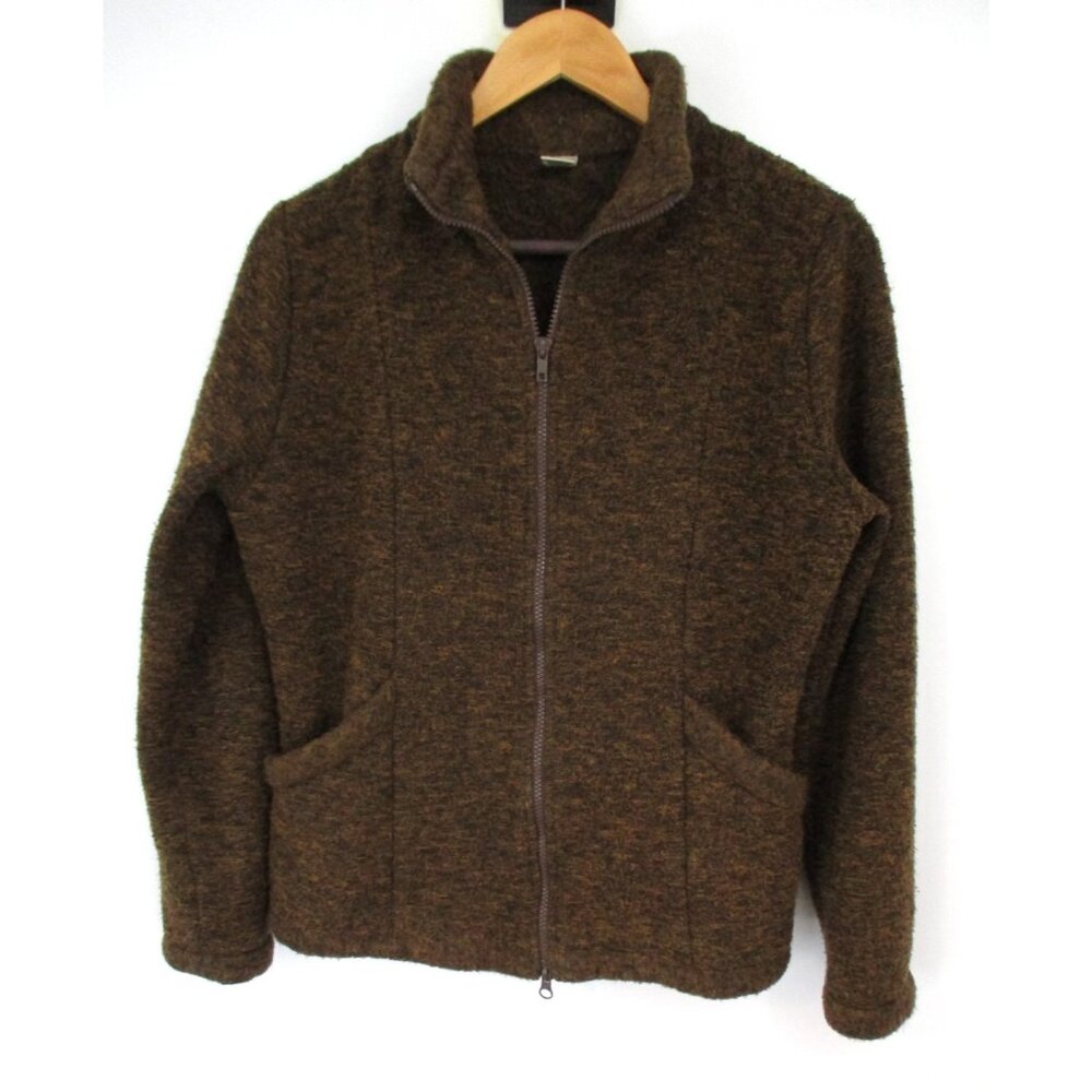 prAna Heathered Brown Full Zip Jacket Womens Size Medium Pockets
